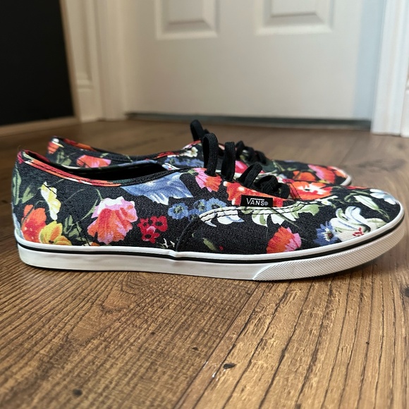 Vans Red Blue Green Black Floral Shoes - Picture 2 of 9